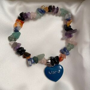 Multicolor glass bead stretch Maria name bracelet